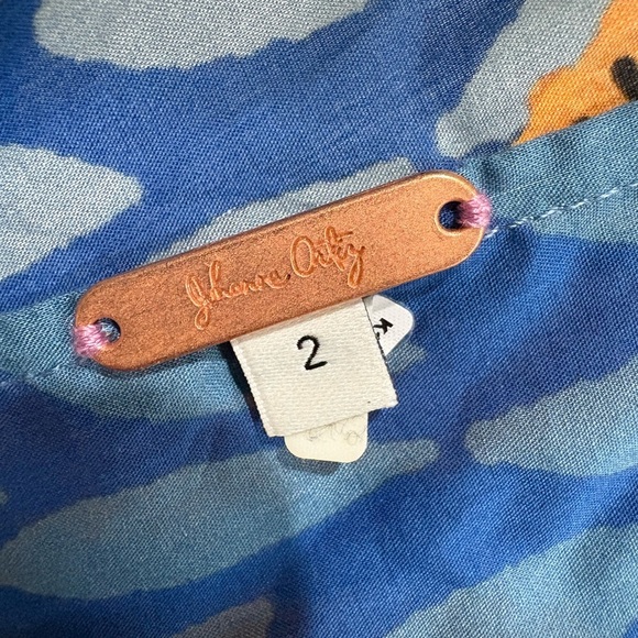 Johanna Ortiz Vida Salvaje Resort Halter Midi Dress Blue Orange Cotton Size 2 - Picture 11 of 13